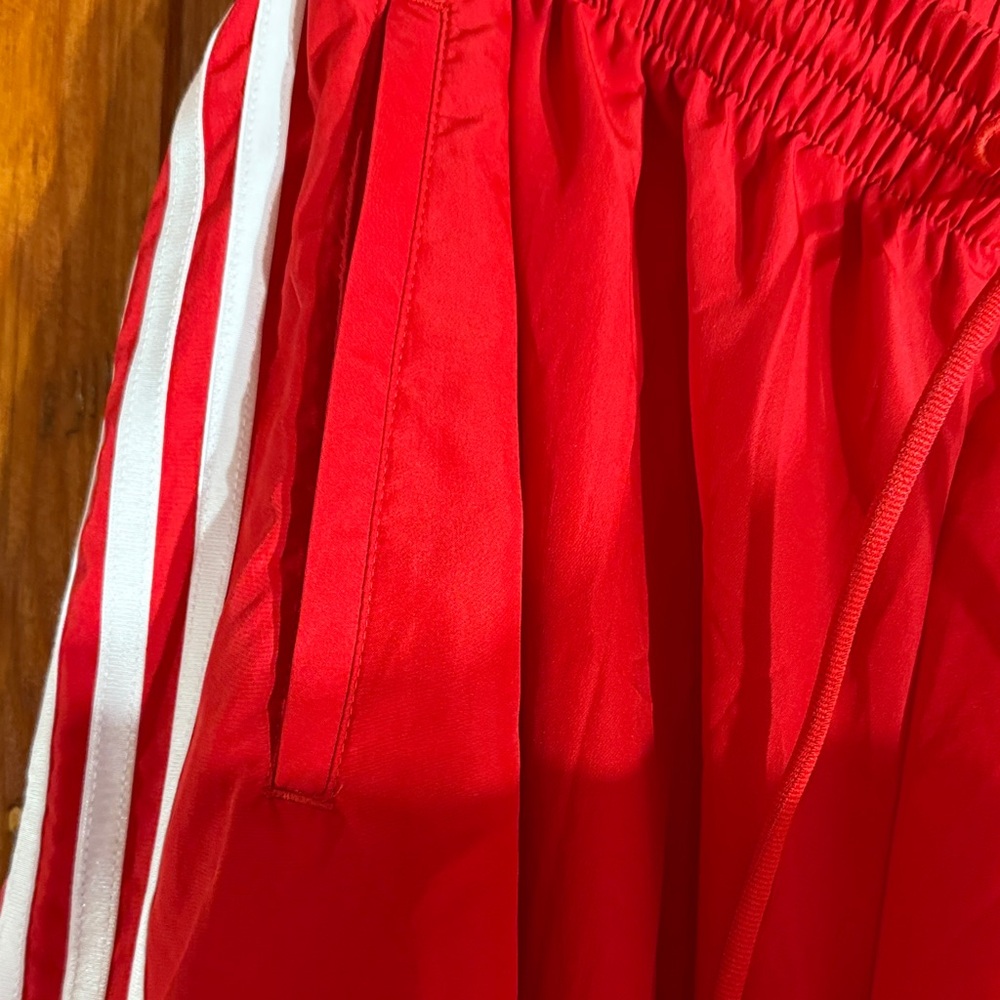 Adidas Womens Wide Red Jogger with White Stripes - Picture 4 of 4